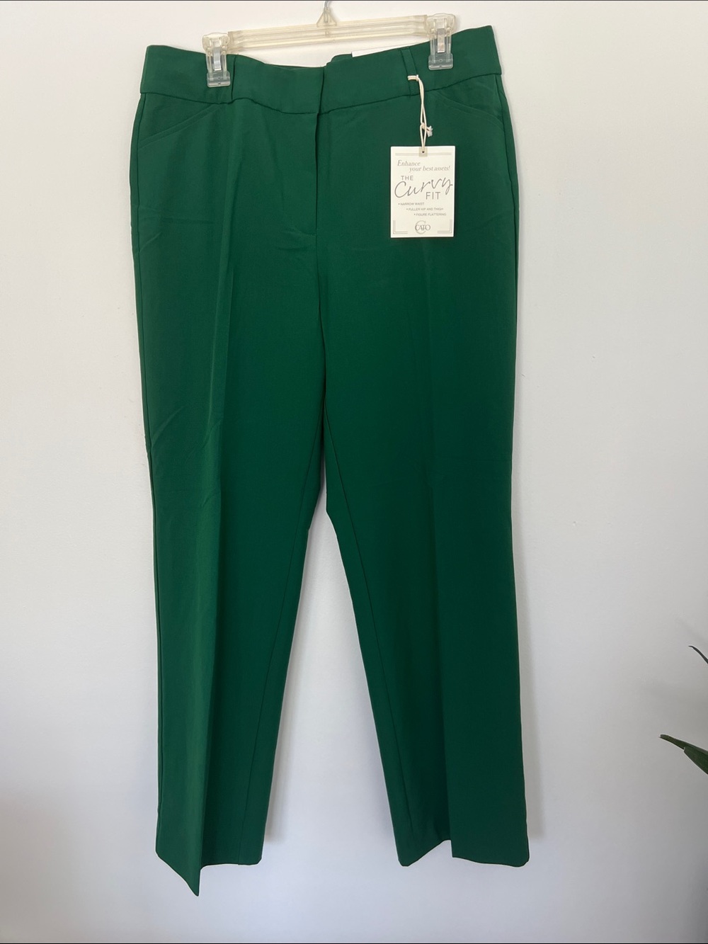 Cato Emerald Green Curvy Fit Straight-Leg Dress Pants